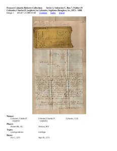 Cabaniss, Charles P. [nephew] to Cabaniss, Septimus Douglass, Sr., 1873 - 1881