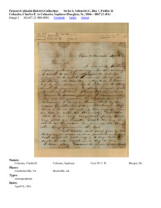 Cabaniss, Charles E.  to Cabaniss, Septimus Douglass, Sr., 1866 - 1867 (3 of 6)