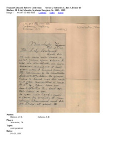 Bledsoe, M. J. to Cabaniss, Septimus Douglass, Sr., 1883 - 1885