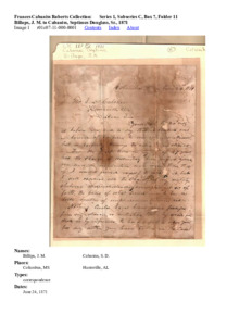 Billups, J. M. to Cabaniss, Septimus Douglass, Sr., 1871