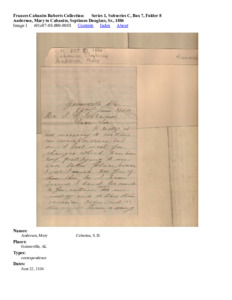 Anderson, Mary to Cabaniss, Septimus Douglass, Sr., 1884