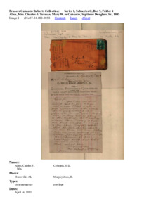Allen, Mrs. Charles &amp; Turman, Mary W. to Cabaniss, Septimus Douglass, Sr., 1883