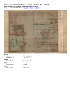 Allen, Martha C. to Cabaniss, Septimus Douglass, Sr., 1882