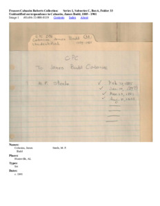 Unidentified correspondence to Cabaniss, James Budd, 1885 - 1901