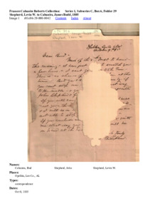 Shepherd, Levin W. to Cabaniss, James Budd, 1885