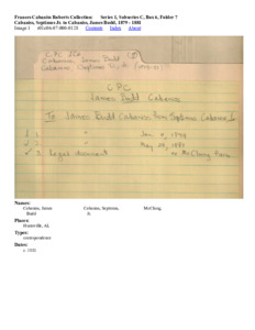 Cabaniss, Septimus Jr. to Cabaniss, James Budd, 1879 - 1881