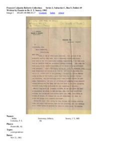 Written by Fannie to Dr. J. T. Searcy, 1902