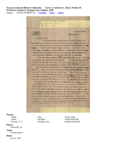 Written by Fannie to Virginia Clay-Clopton, 1930