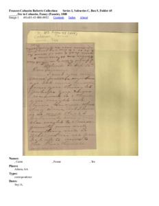 _____,Tex to Cabaniss, Fanny (Fannie), 1888