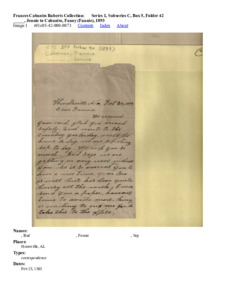 _____, Jennie to Cabaniss, Fanny (Fannie), 1893