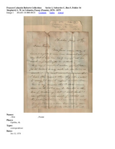 Shepherd, L. W. to Cabaniss, Fanny (Fannie), 1878 - 1879