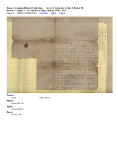 Roberts, Virginia C. to Cabaniss, Fanny (Fannie), 1895 - 1929