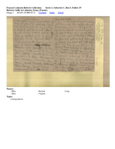 Roberts, Sallie  to Cabaniss, Fanny (Fannie)