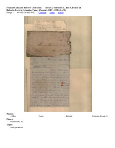 Roberts, Lucy to Cabaniss, Fanny (Fannie), 1887 - 1890 (1 of 2) 