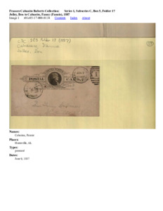 Jolley, Ben to Cabaniss, Fanny (Fannie), 1887