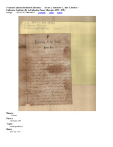 Cabaniss, Septimus Jr. to Cabaniss, Fanny (Fannie), 1871 - 1904