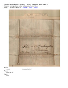 Unknown correspondence author to Cabaniss, Charles Pines