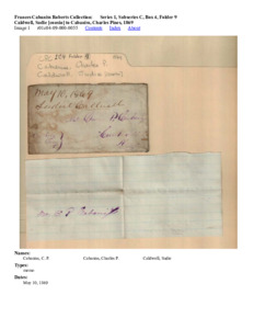 Caldwell, Sudie [cousin] to Cabaniss, Charles Pines, 1869