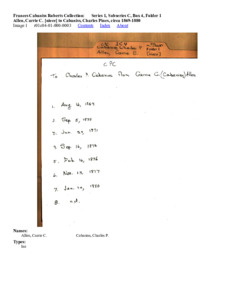 Allen, Carrie C. [niece] to Cabaniss, Charles Pines, circa 1869-1880
