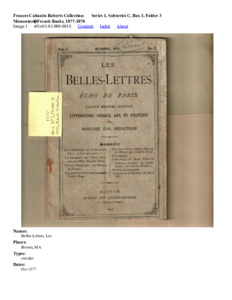 Mementos - French Books, 1877-1878