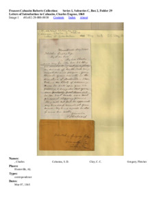 Letters of Introduction to Cabaniss, Charles Eugene, 1868