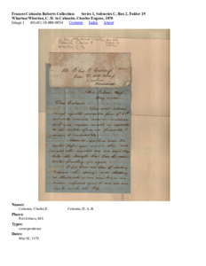 Wharton/Whorton, C. D. to Cabaniss, Charles Eugene, 1870