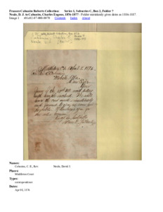 Neale, D. J. to Cabaniss, Charles Eugene, 1876-1877