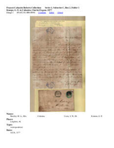 Kumpe, G. E. to Cabaniss, Charles Eugene, 1877