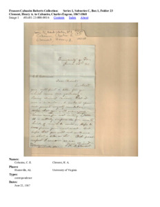 Clement, Henry A. to Cabaniss, Charles Eugene, 1867-1868