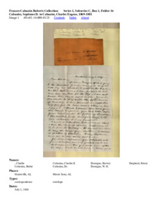 Cabaniss, Septimus D. to Cabaniss, Charles Eugene, 1869-1881