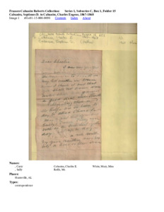 Cabaniss, Septimus D. to Cabaniss, Charles Eugene, 1867-1868