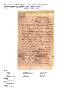 Cabaniss, Septimus D. to Cabaniss, Charles Eugene, 1864-1866