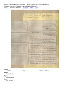 Cabaniss, Lucy L. to Cabaniss, Charles Eugene, 1866-1867