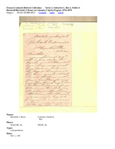 Barnwell/Burnwell, J. Henry to Cabaniss, Charles Eugene, 1876-1878