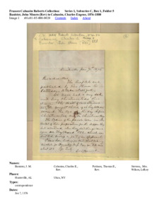 Banister, John Munro (Rev) to Cabaniss, Charles Eugene, 1876-1880