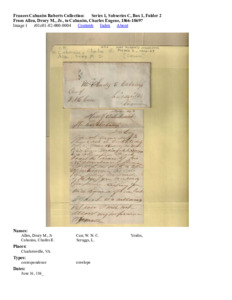 From Allen, Drury M., Jr., to Cabaniss, Charles Eugene, 1866-1869?