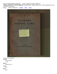 Alabama School Laws, 1940 [Not digitized]