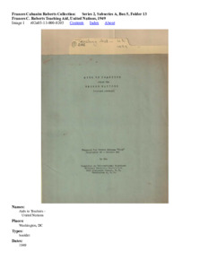 Frances C. Roberts Teaching Aid, United Nations, 1949