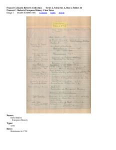 Frances C. Roberts European History Class Notes