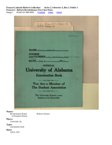 Frances C. Roberts Revolutionary Era Class Notes