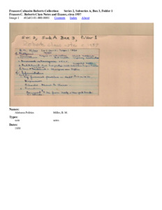 Frances C. Roberts Class Notes and Exams, circa 1937