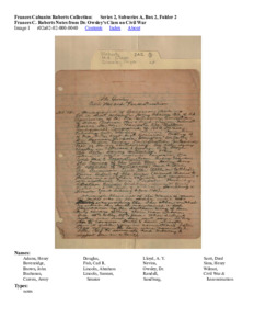 Frances C. Roberts Notes from Dr. Owsley's Class on Civil War