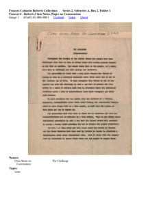 Frances C. Roberts Class Notes, Paper on Communism