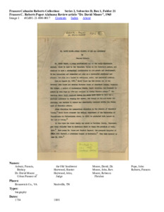 Frances C. Roberts Paper Alabama Review article Dr. David Moore, 1965