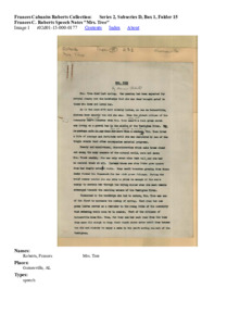 Frances C. Roberts Speech Notes "Mrs. Tree"
