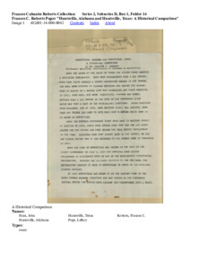 Frances C. Roberts Paper Huntsville, Alabama and Huntsville Texas: A Historical Comparison