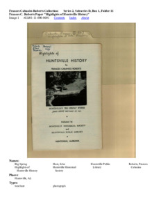 Frances C. Roberts Paper "Highlights of Huntsville History"