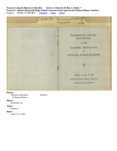 Frances C. Robert Huntsville High School Commencement Speech and National Honor Societies