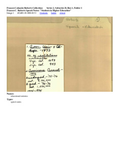 Frances C. Roberts Speech Notes: "Students in Higher Education"