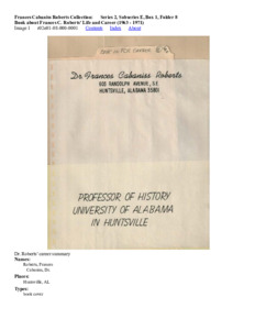 Book about Frances C. Roberts' Life and Career (1963 - 1971)